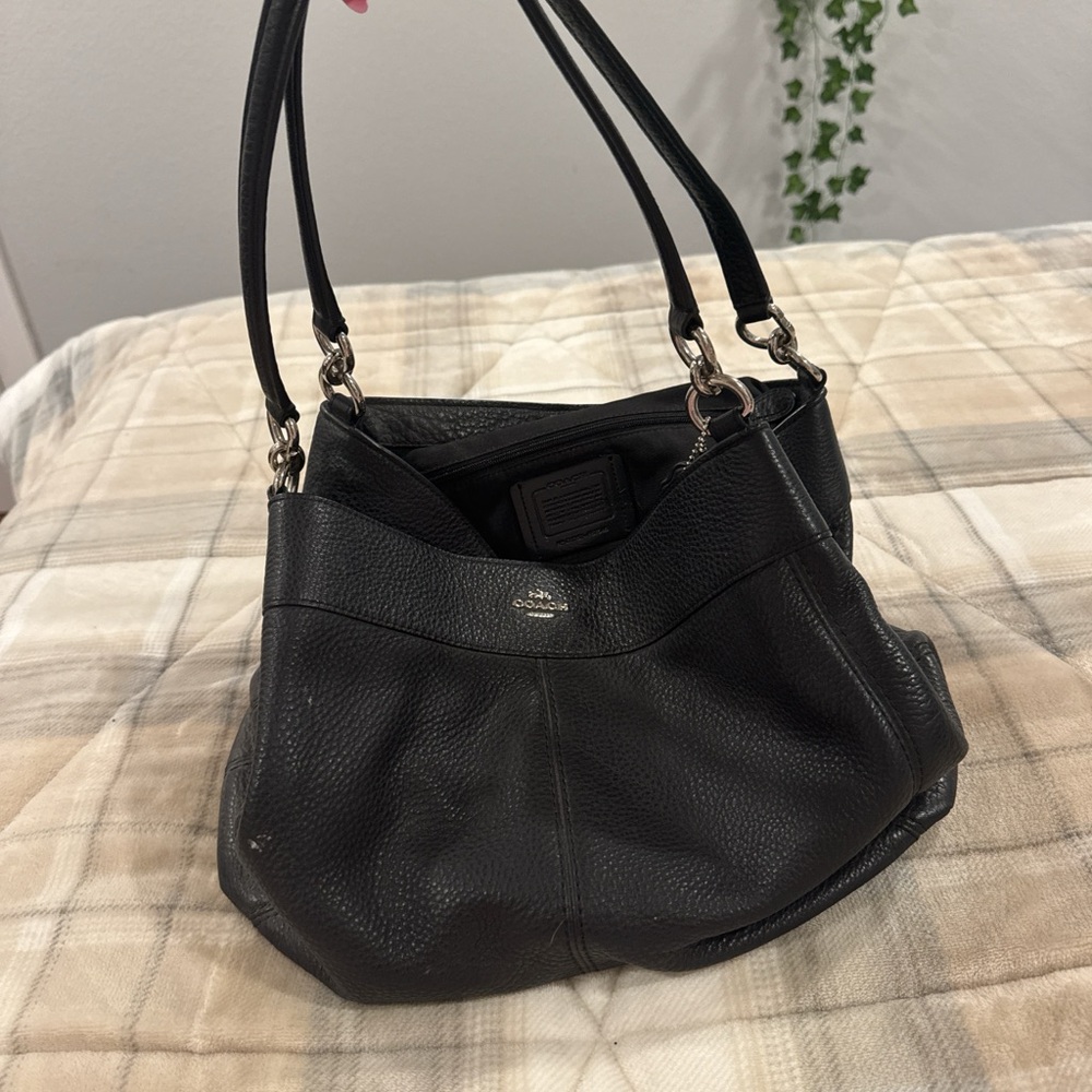 Coach Black Pebbled Leather Shoulder Bag